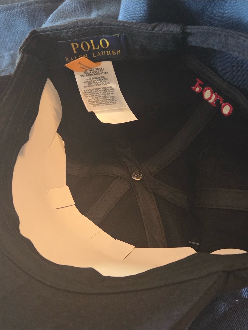 Polo by Ralph Lauren Black Baseball Cap with Red Stitching - Picture 2 of 6